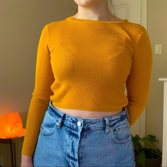 Divided Tops Mustard Yellow Knit Crop Top Poshmark